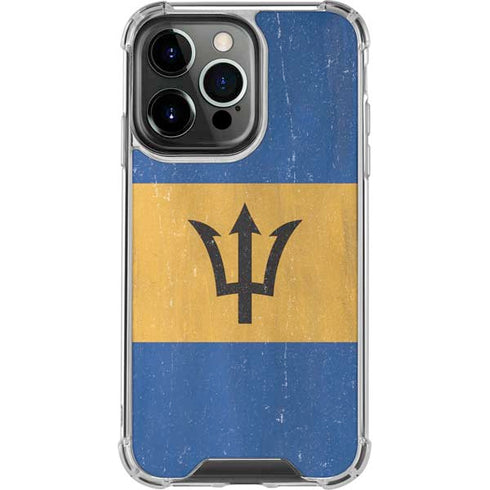 Barbados Flag Distressed iPhone 13 Pro Clear Case